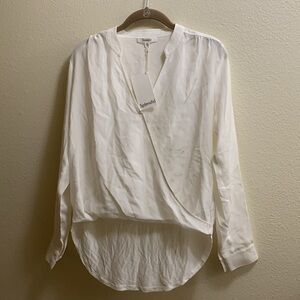 Splendid Silk Surplice Faux Wrap Blouse Shirt Women’s XS Easter High Low